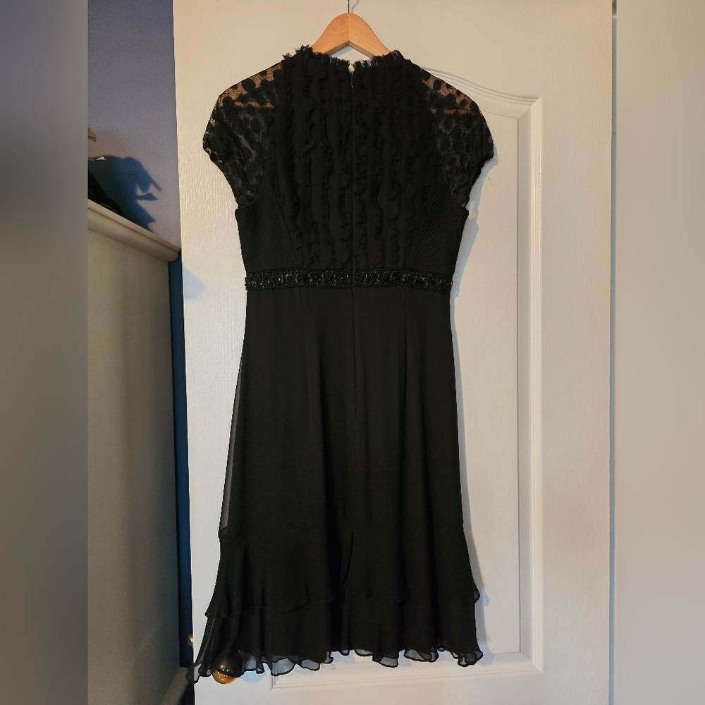 Badgley Mischka Black Asymmetrical Sheath Dress